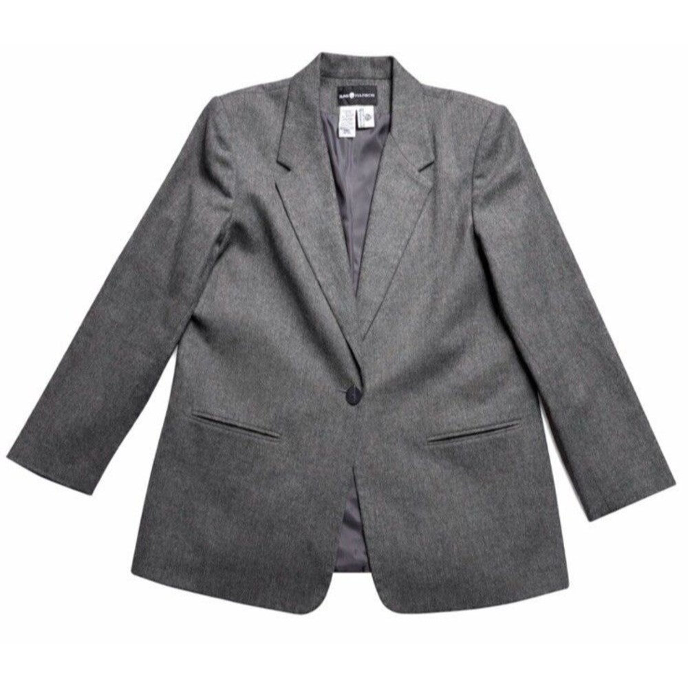 Vintage Sag Harbor 100% Wool Blazer Jacket Gray Size 14 Woolmark Single Button